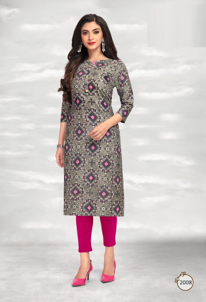 Traditional 2 Cotton Regular Wear Printed Designer Kurti Collection